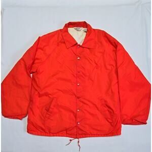 Vintage Coach Jacket Action Red Nylon Snap Button Lined Large Windbreaker
